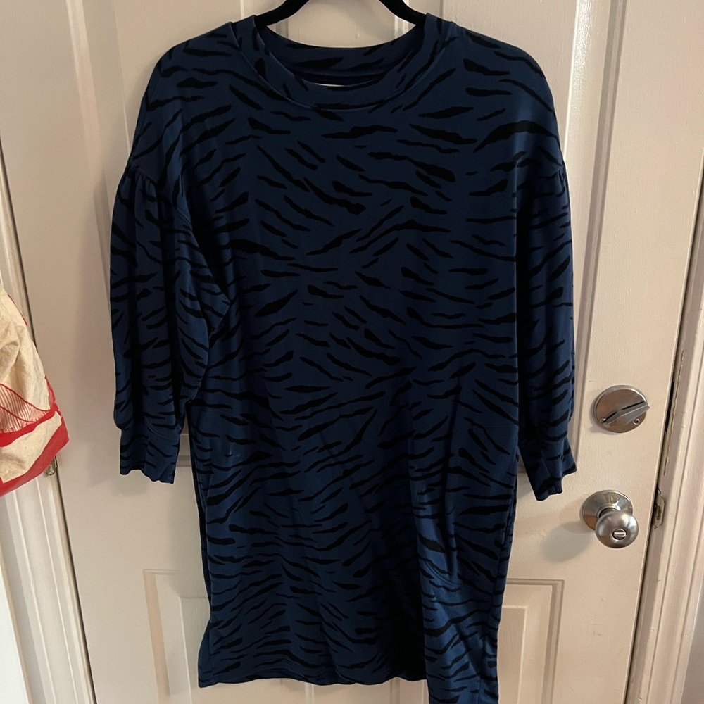 Anthropologie Blue and Black Patterned Dress